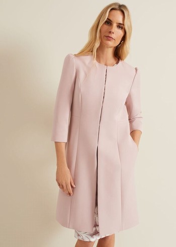 Phase Eight Venita Bow Long Coats Rose USA | 1720384-ZR